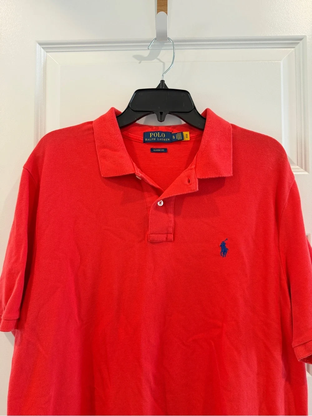 Polo by Ralph Lauren Men's Red Polo Tshirt Classic Fit & Navy Pony Logo sz XL